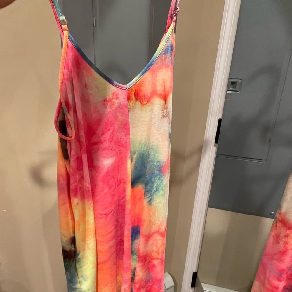 Zenana rainbow tie dye max dress